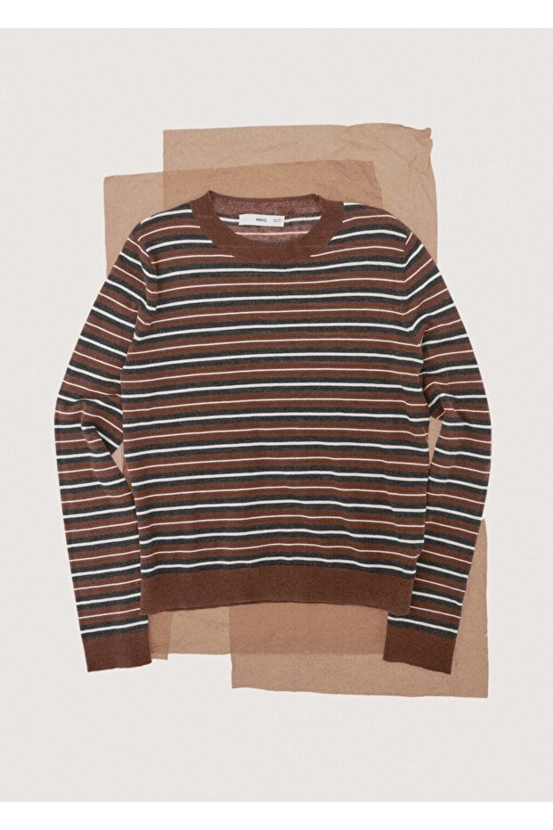 Çizgili triko kazak - 8