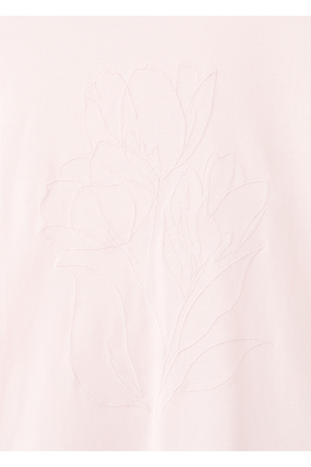 Çiçek işlemeli pamuk tişört - 5