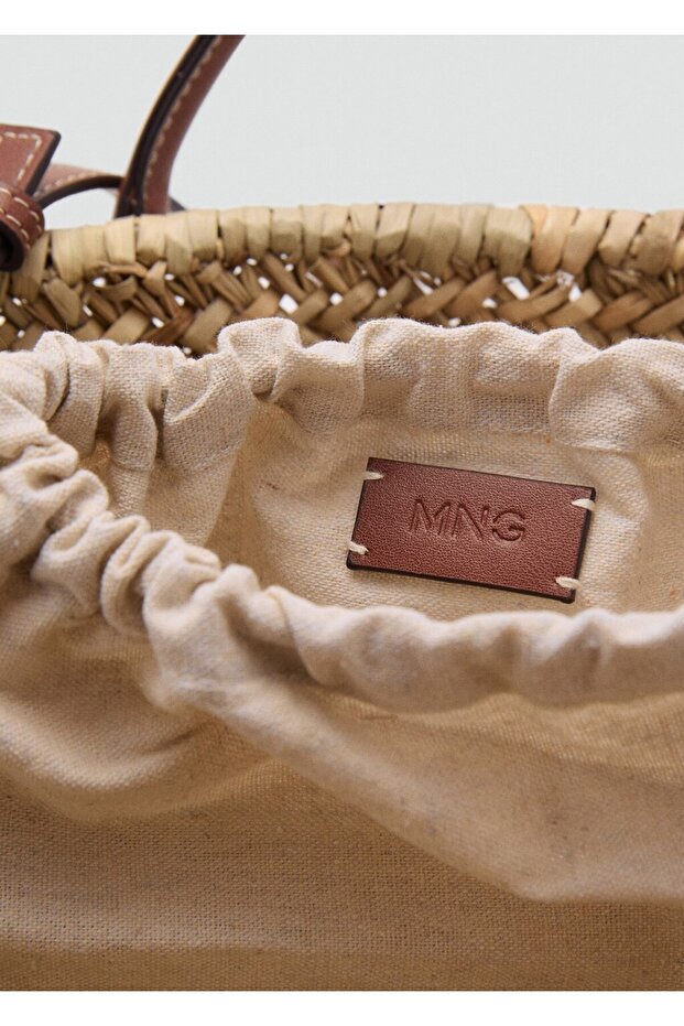 Küçük boy doğal elyaf hasır çanta - 5