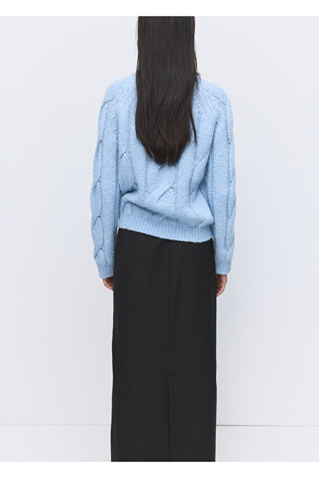 Örgü detaylı triko kazak - 4