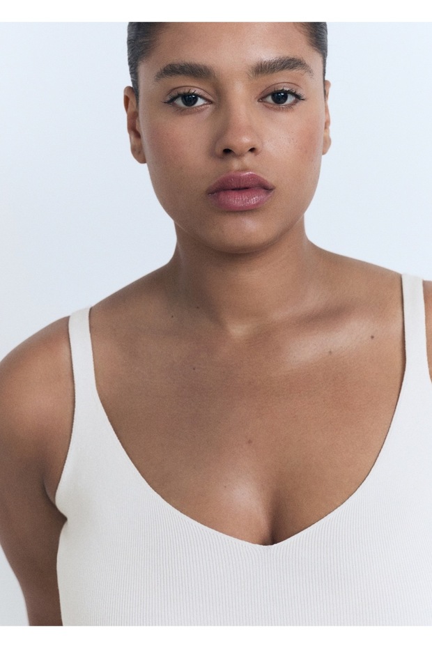 V yaka triko bluz - 8