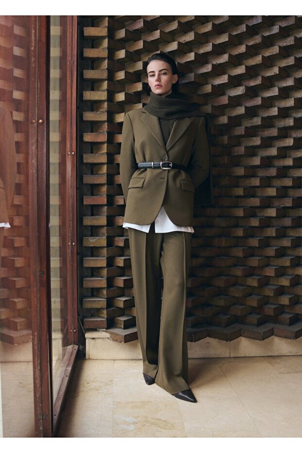 Çift düğmeli kumaş blazer ceket - 2