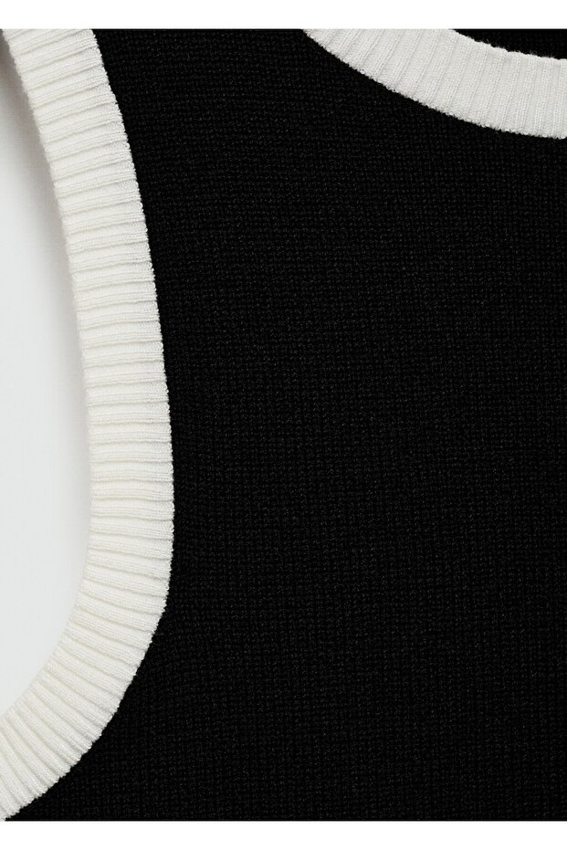 Kontrast şeritli triko bluz - 8