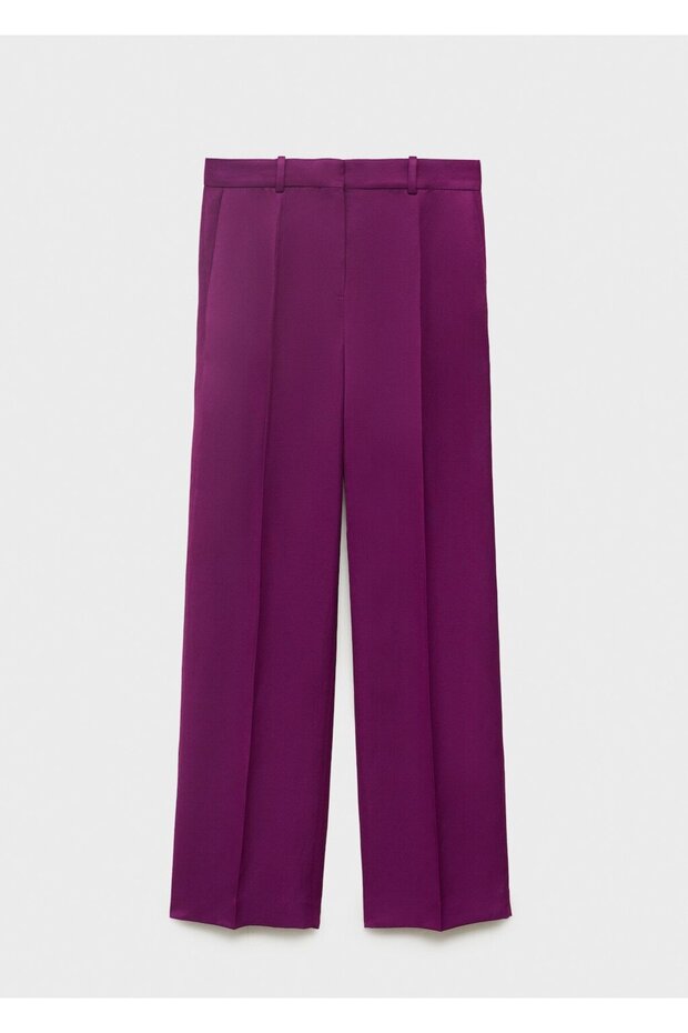 Düz kesim keten karışımı pantolon - 3