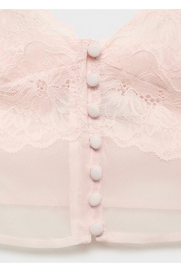 Dantel crop bluz - 7