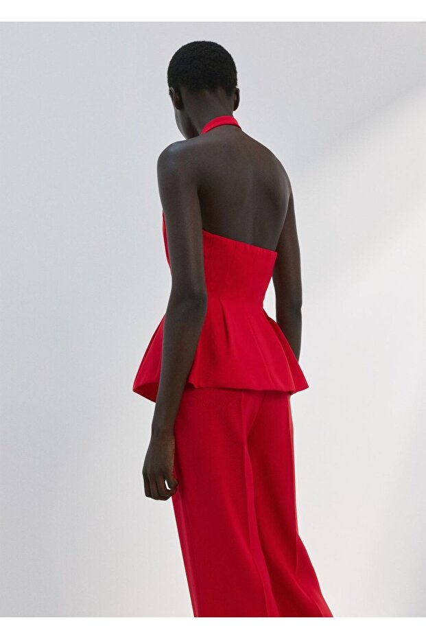 Halter yaka peplum bluz - 4