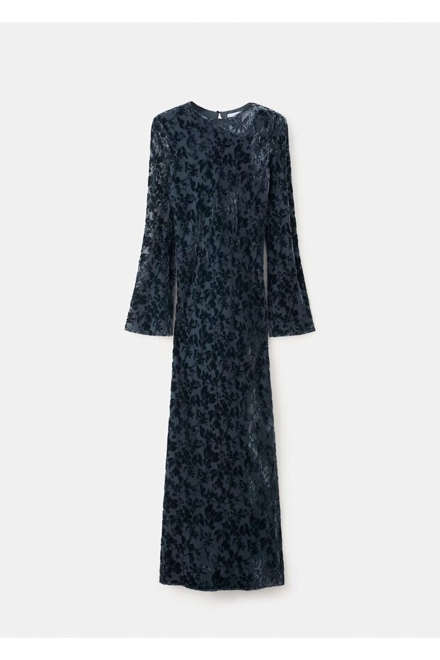 Çiçekli devore elbise - 3