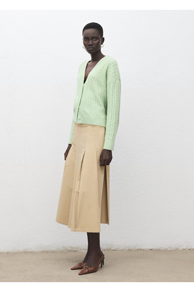 Örgü desenli triko hırka - 2