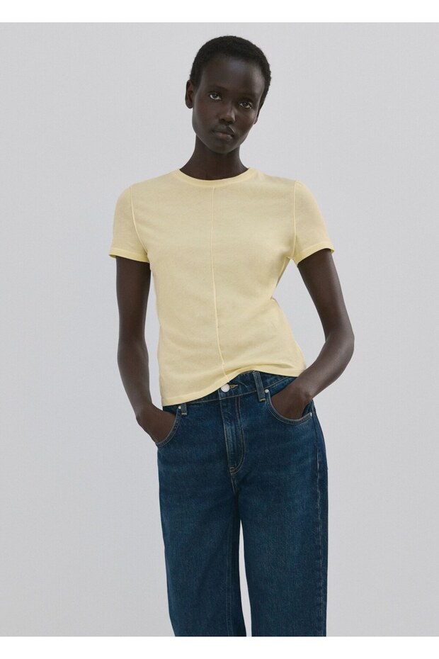 Pamuklu dikişli tişört - 1