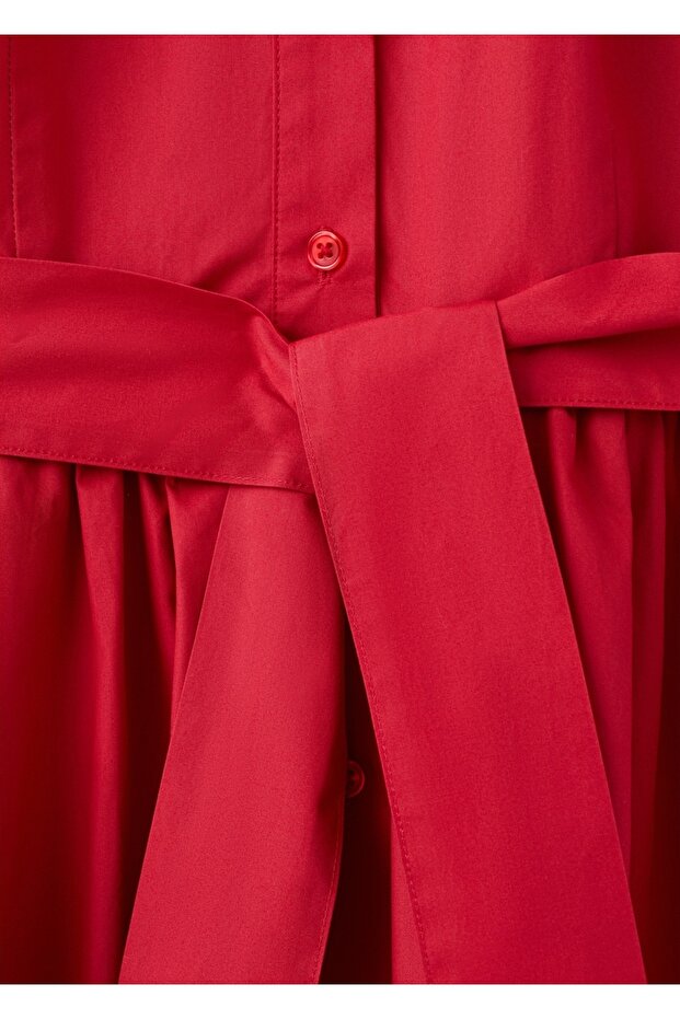 Kemerli gömlek elbise - 5