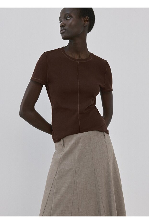 Pamuklu dikişli tişört - 1