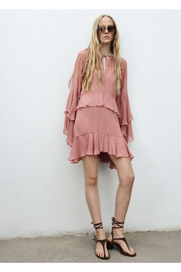 Fırfırlı kısa elbise - 2