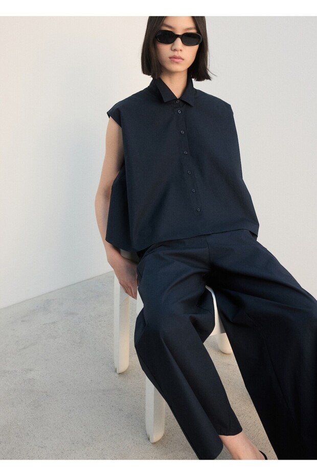 Kolsuz pamuklu gömlek - 7