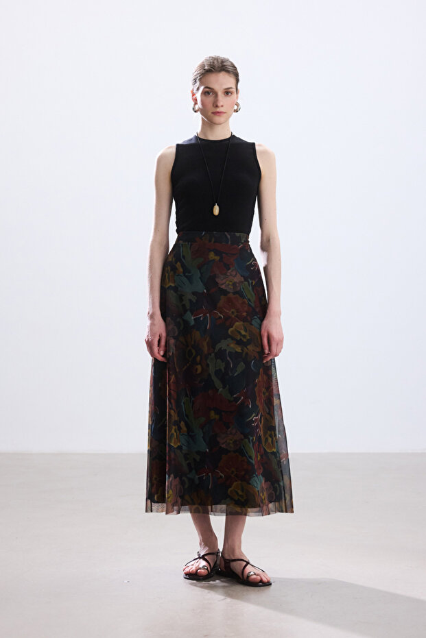 تنورة تول منقوشة بالزهور - 2