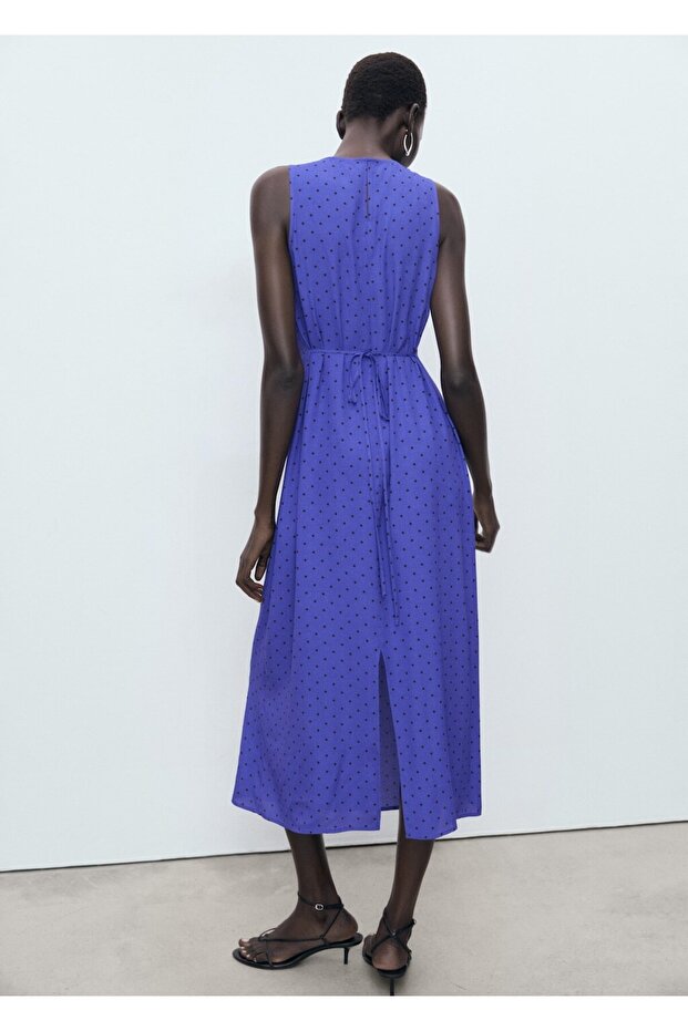 Puantiyeli midi boy elbise - 4