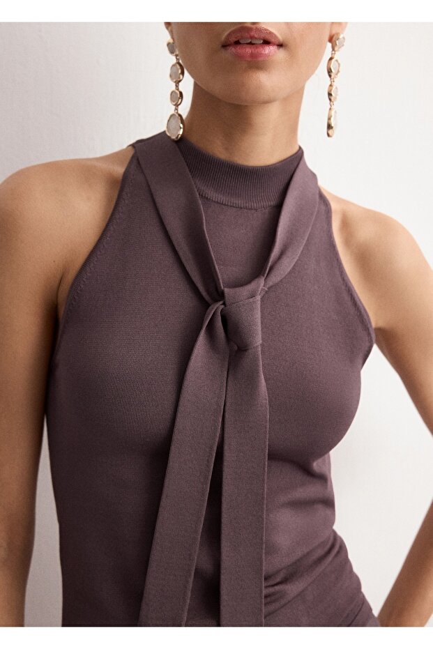 Halter yaka triko bluz - 6