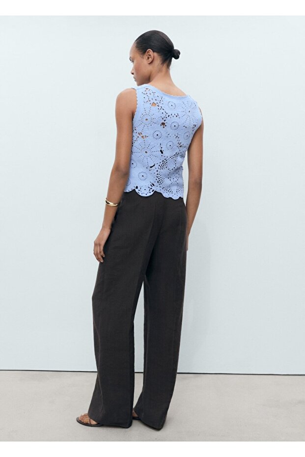 Kroşe çiçekli bluz - 4