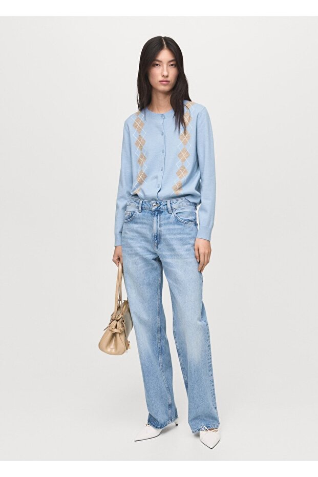 Baklava desenli triko hırka - 2