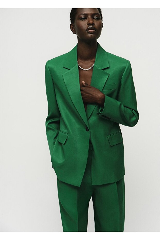 Keten karışımlı blazer ceket - 7