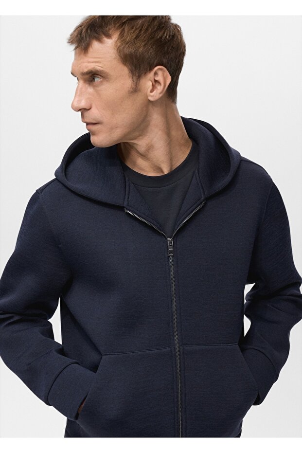 Neopren görünümlü fermuarlı sweatshirt - 6