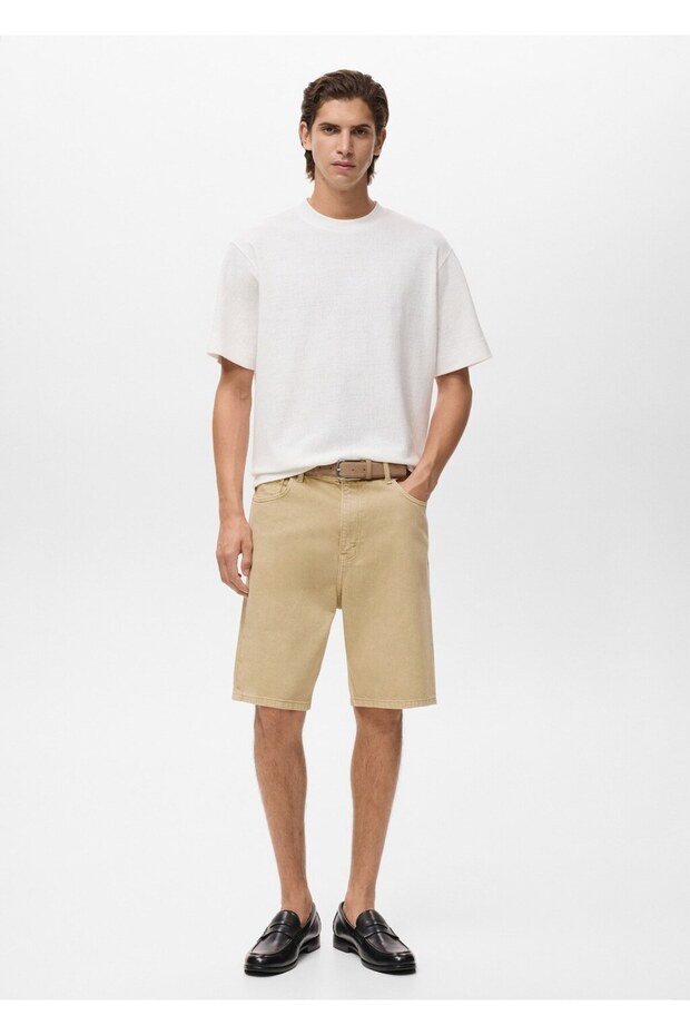 Rahat kesim denim bermuda şort - 2