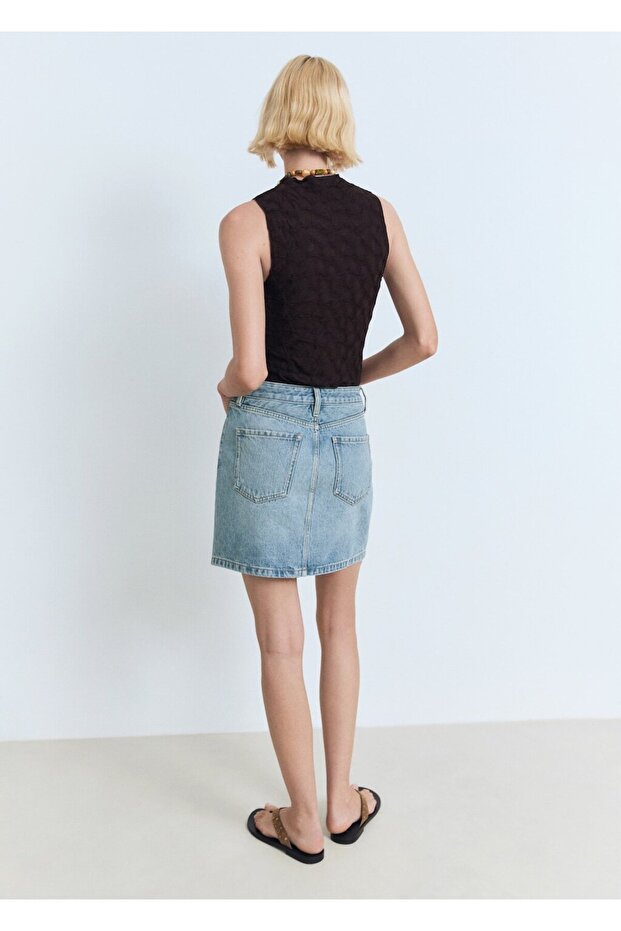 Kısa denim etek - 4