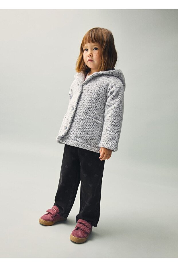 Kapüşonlu triko palto - 1