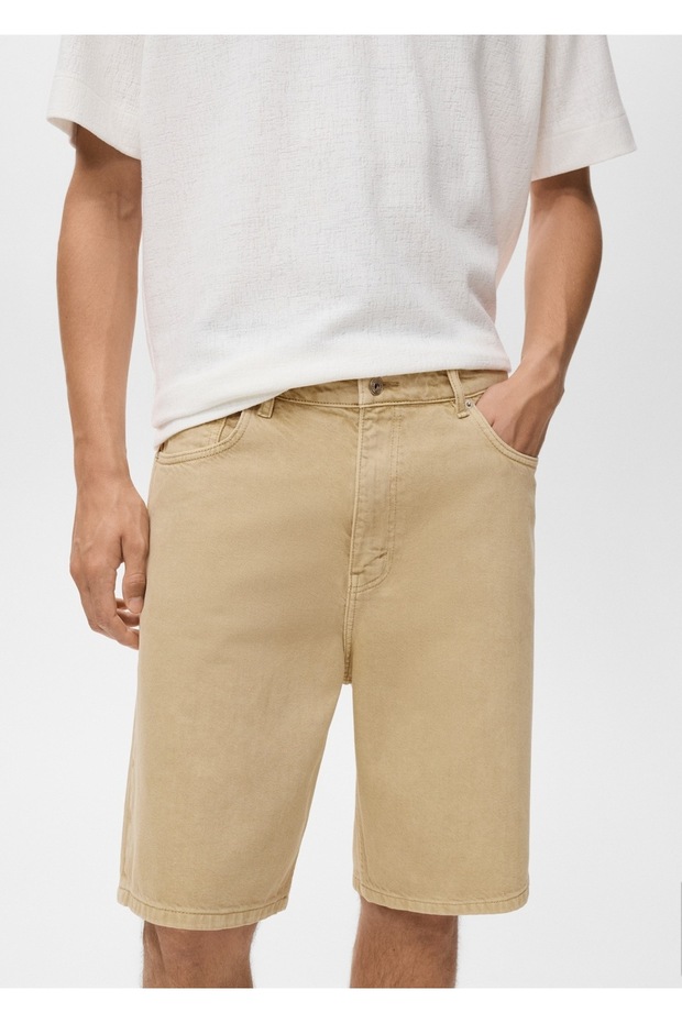 Rahat kesim denim bermuda şort - 6