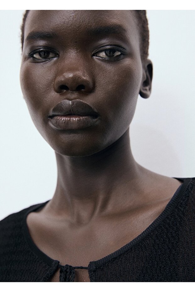 Bağ detaylı triko hırka - 6