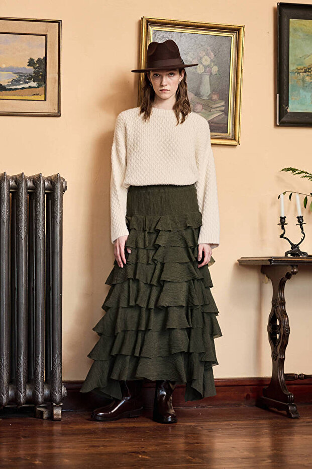 HAKİ KATLI ROMANTİK ETEK - 2