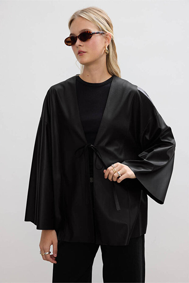 SİYAH DERİ KİMONO - 6
