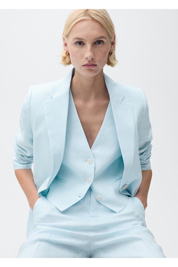 Keten blazer ceket - 7