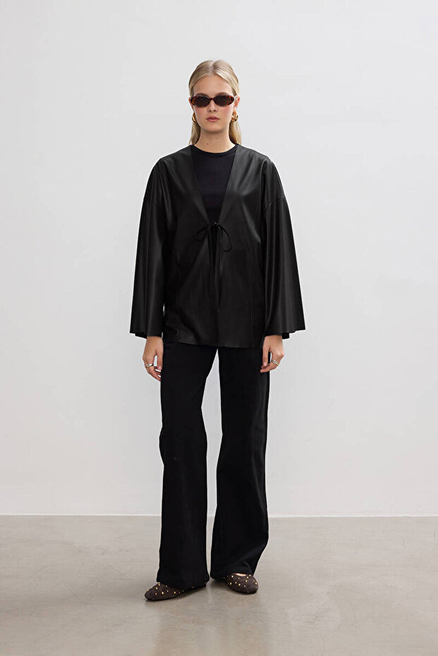 SİYAH DERİ KİMONO - 5