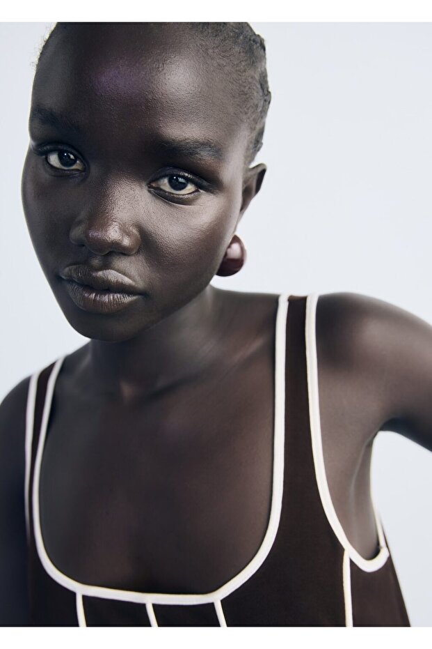 Çizgili pamuklu elbise - 6