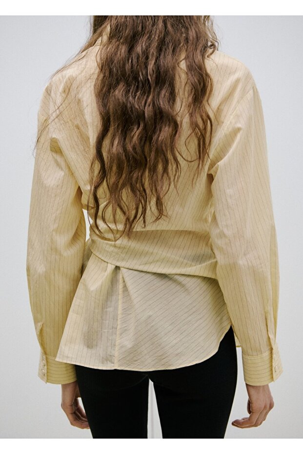 Çizgili düğümlü gömlek - 4