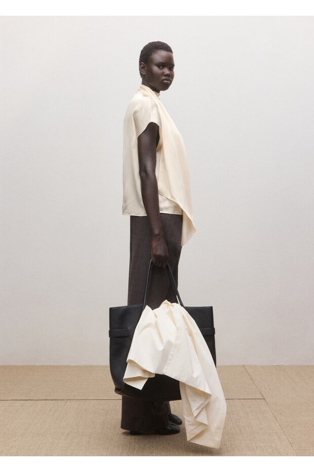 %100 ipek fular yaka bluz - 6