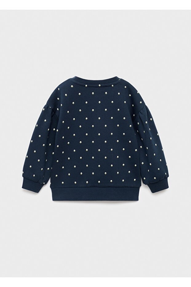Çiçek desenli işlemeli sweatshirt - 2