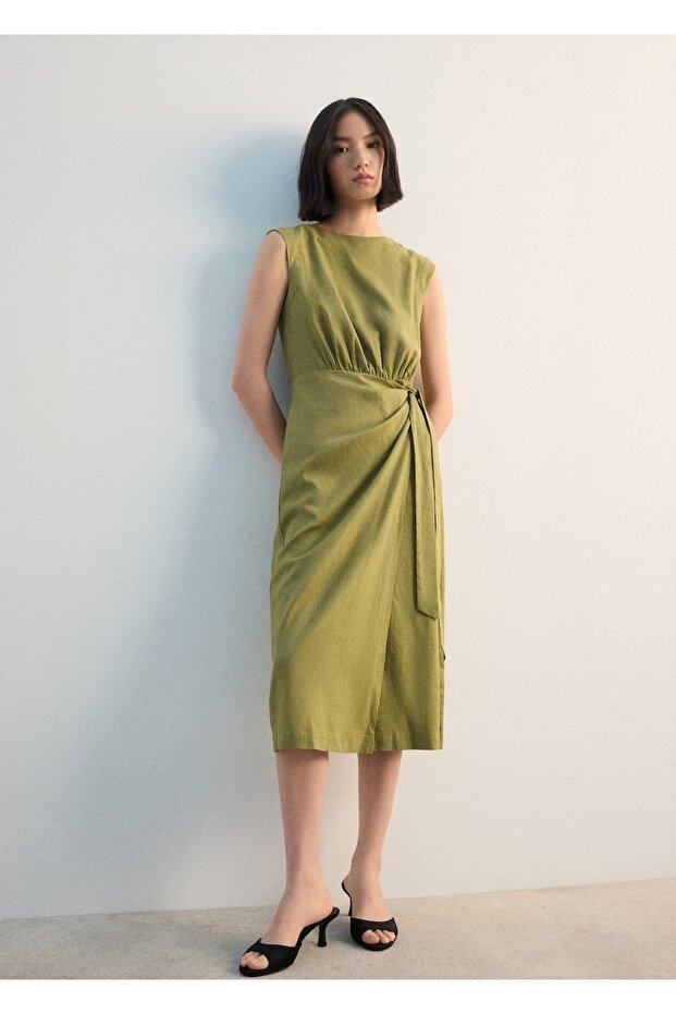 Anvelop kesim keten elbise - 2