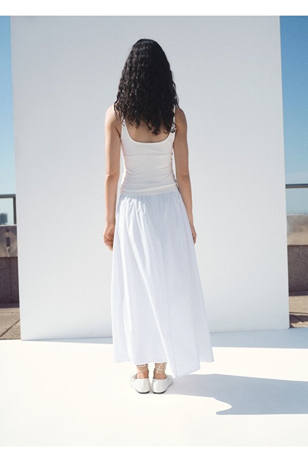 V yaka pamuklu bluz - 4