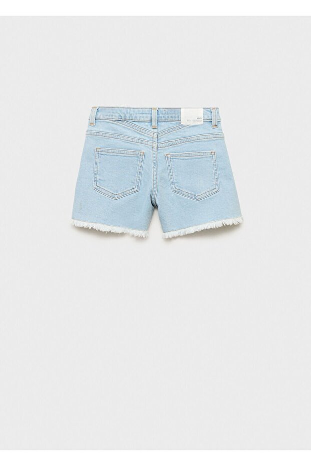 Paçaları dikişsiz denim şort - 4