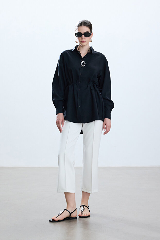 SİYAH MODAL VINTAGE GÖMLEK - 1