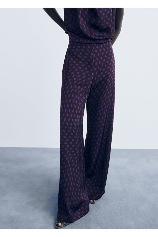 Puantiyeli İspanyol paça pantolon - 1