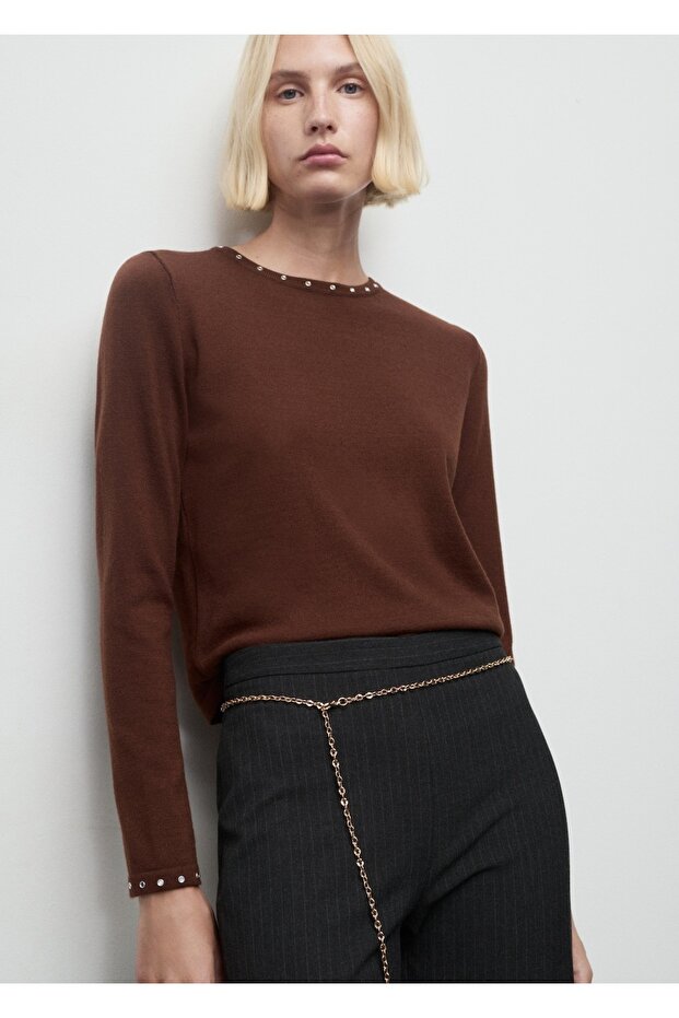 Zımbalı örgü kazak - 1