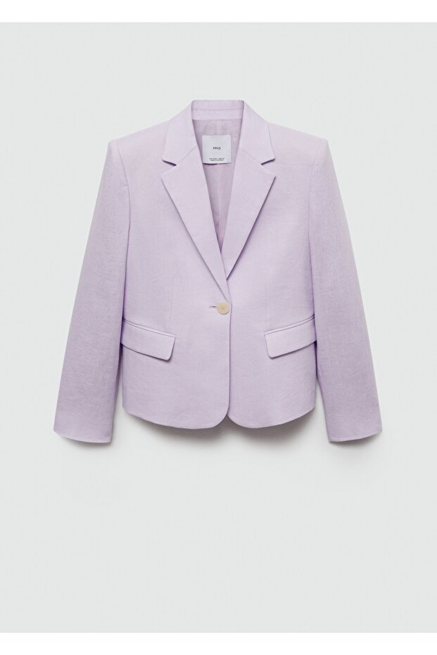 Keten crop blazer ceket - 3