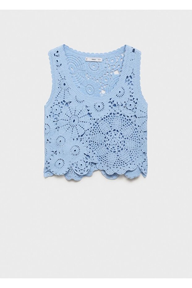 Kroşe çiçekli bluz - 3