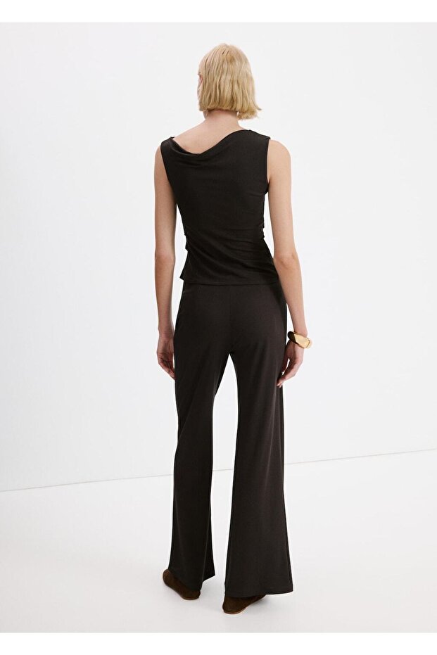 Drape yaka asimetrik bluz - 4