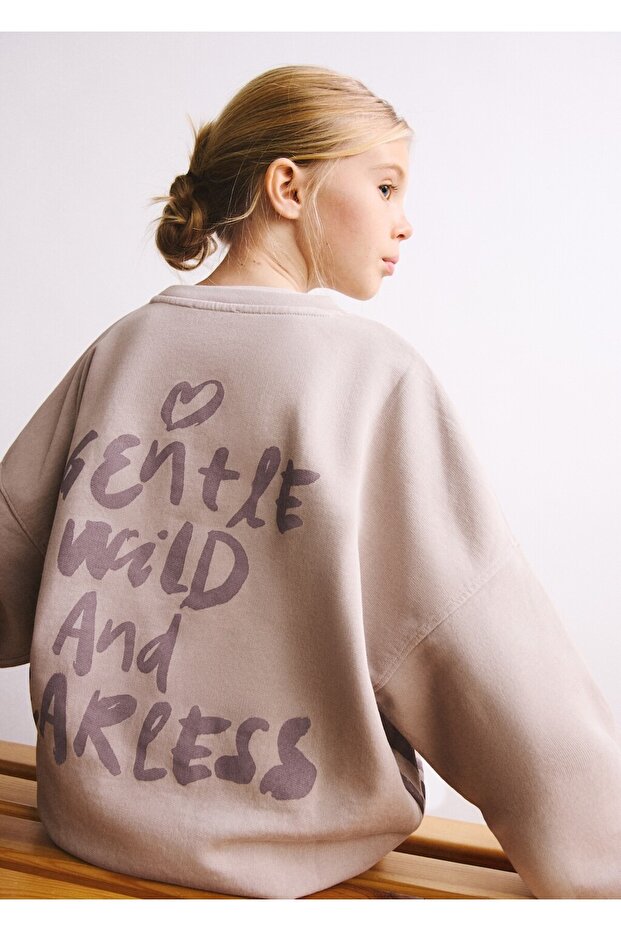 Oversize desenli sweatshirt - 5