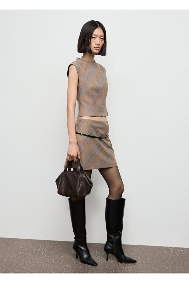 Kareli dar kesim bluz - 2