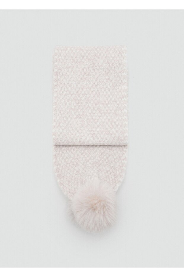 Ponponlu örgü şal - 2