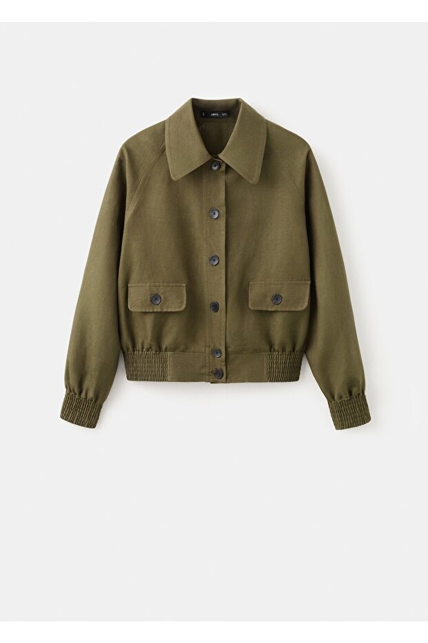 Keten karışımlı düğmeli ceket - 3